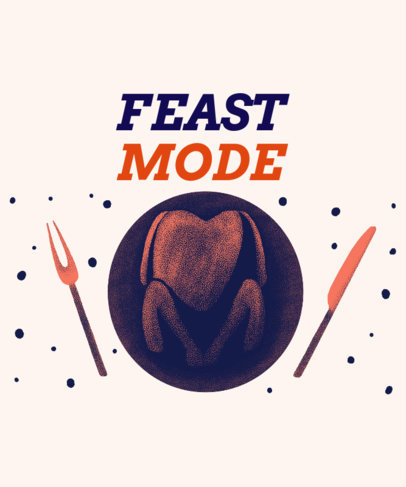 Illustrated T-Shirt Design Maker for Thanksgiving Featuring a Feast 3008h