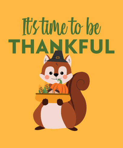 Kids T-Shirt Design Maker with a Smiling Thanksgiving Squirrel