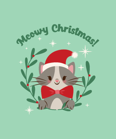 Illustrated T-Shirt Design Maker Featuring a Cat with Christmas Ornaments