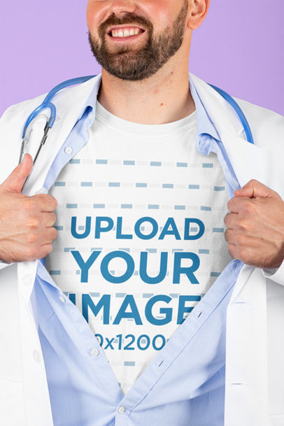 Cropped Face Mockup of a Medical Surgeon Wearing a T-Shirt m216