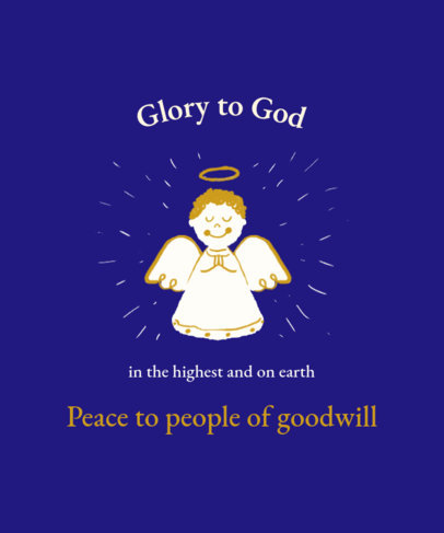Christmas T-Shirt Design Template Featuring a Praying Angel Graphic 