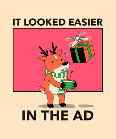 Christmas-Themed T-Shirt Design Creator Featuring a Reindeer