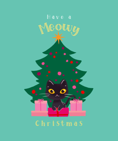 T-Shirt Design Maker with a Graphic of a Kitten Among Christmas Presents