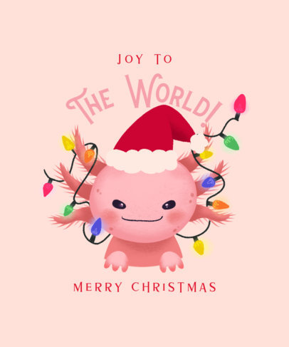 T-Shirt Design Creator Featuring an Axolotl with Christmas Lights