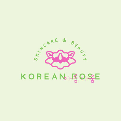 Korean Skincare Brand Logo Template with a Flower Graphic