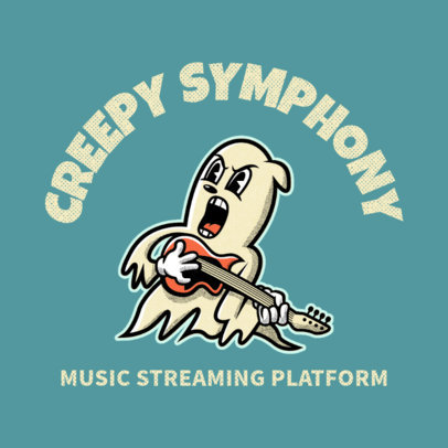 Music Streaming Platform Logo Template with a Rock'n'Roll Ghost