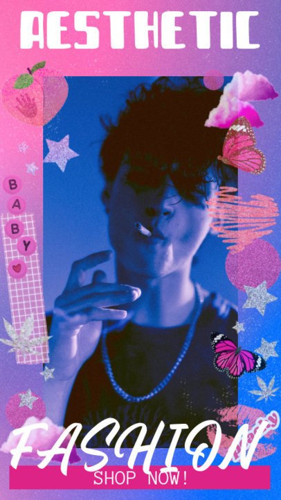 2000's-Inspired Instagram Story Maker Featuring Girly Stickers 3021b