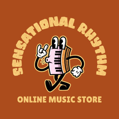 Online Music Store Logo Creator with a Whistling Keyboard Character 3735i