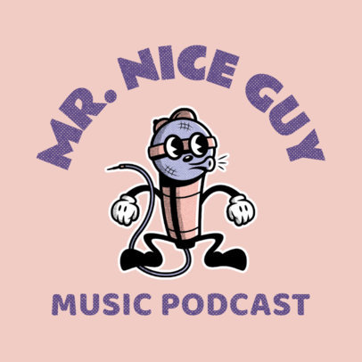 Illustrated Logo Maker for a Music-Related Podcast with a Microphone Character