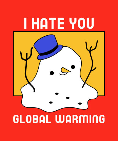 Sarcasm T-Shirt Design Template Featuring a Melting Snowman 