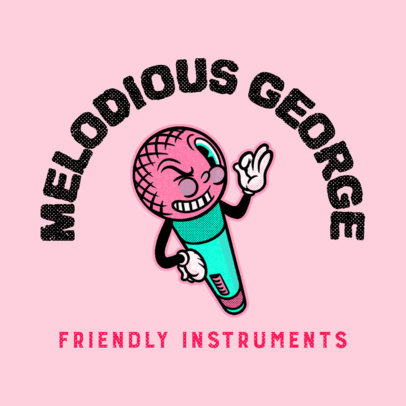 Logo Maker for a Music Instruments Store with a Funny Microphone