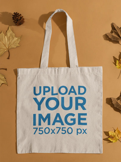 Tote Bag Mockup Featuring Autumn Leaves 