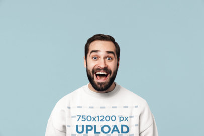Crewneck Sweatshirt Mockup of an Expressive Man in a Studio
