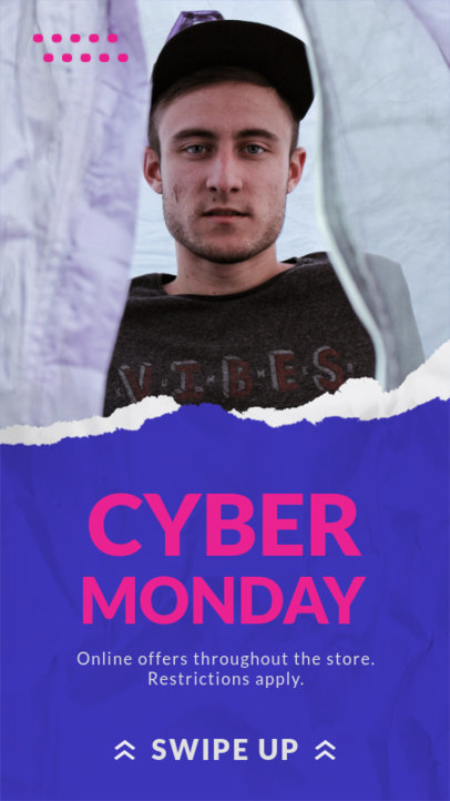 Fashion-Themed Instagram Story Template for Cyber Monday Featuring Ripped Paper Graphics 3025-el1