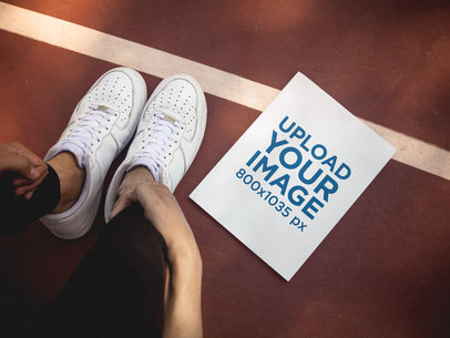 Magazine Lying on a Running Track Beside a Guy White Shoes Mockup