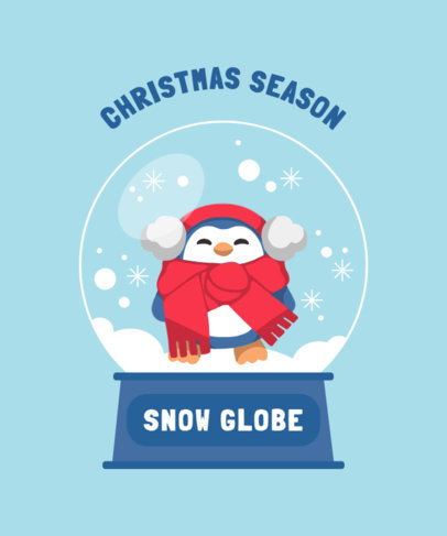 Christmas T-Shirt Design Template with Featuring Cute Penguins