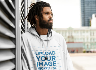 Pullover Hoodie Mockup of a Serious Man Looking into the Horizon 41729-r-el2
