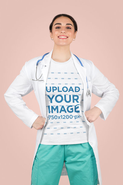 T-Shirt Mockup of a Physician Proudly Posing