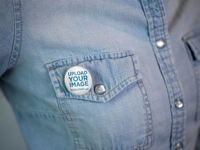Button on a Woman Denim Jacket Chest Pocket Template