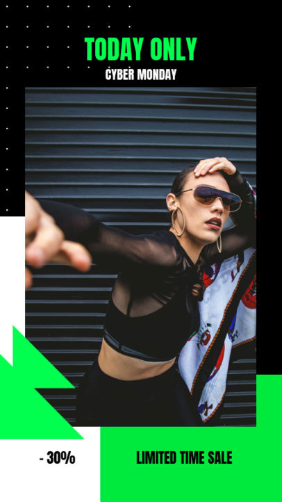 Instagram Story Design Maker with a Model's Picture for a Cyber Monday Limited Sale