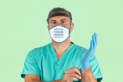 Face Mask Mockup Featuring a Health Worker 