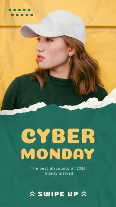 Instagram Story Maker for Clothing Brands Featuring a Cyber Monday Discount Announcement 