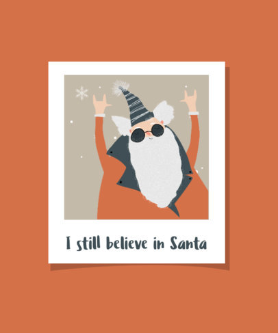 T-Shirt Design Template Featuring a Tough Santa Claus Illustration