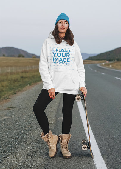 Mockup of a Skater Wearing an Oversize Hoodie 43765-r-el2