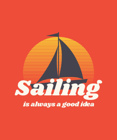 T-Shirt Design Maker with a Vintage Badge of a Boat at Sunset