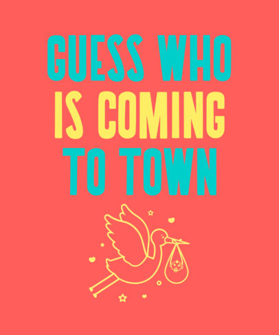 Maternity T-Shirt Design Template Featuring a Stork