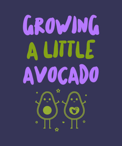 Maternity T-Shirt Design Template Featuring Avocado Icons