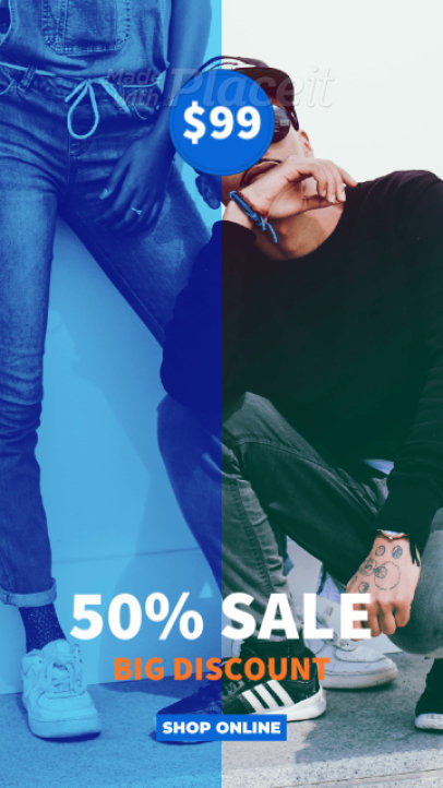 Online Instagram Story Video Maker with a Bicolor Filter for a Big Clothing Sale 2367-el1