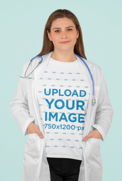 Mockup of a Doctor Ready for Duty While Wearing a T-Shirt