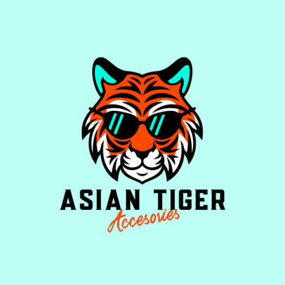 Illustrated Logo Template for Dropshipping Companies Featuring a Tiger With Sunglasses