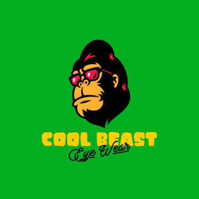 Illustrated Logo Generator for Eyewear Brands Featuring a Gorilla With Sunglasses