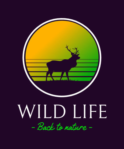 Vintage T-Shirt Design Template with a Wild Life-Themed Graphic