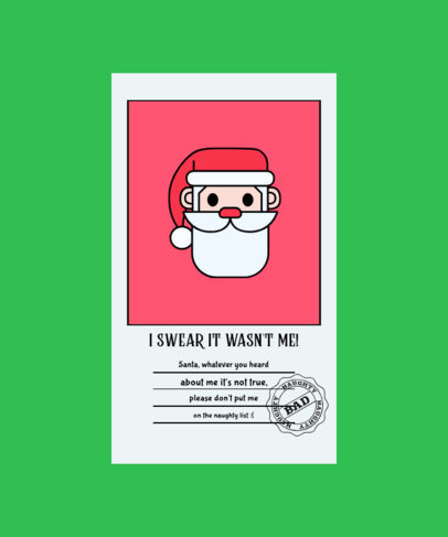 T-Shirt Design Template with a Santa's Christmas Letter