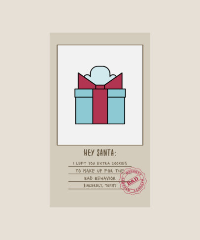 T-Shirt Design Maker with a Letter to Santa and a Present Graphic 3039c-el1