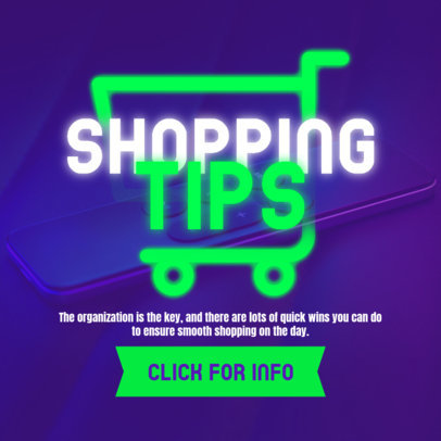 Ad Banner Design Template for Black Friday with a Neon Shopping Cart Icon