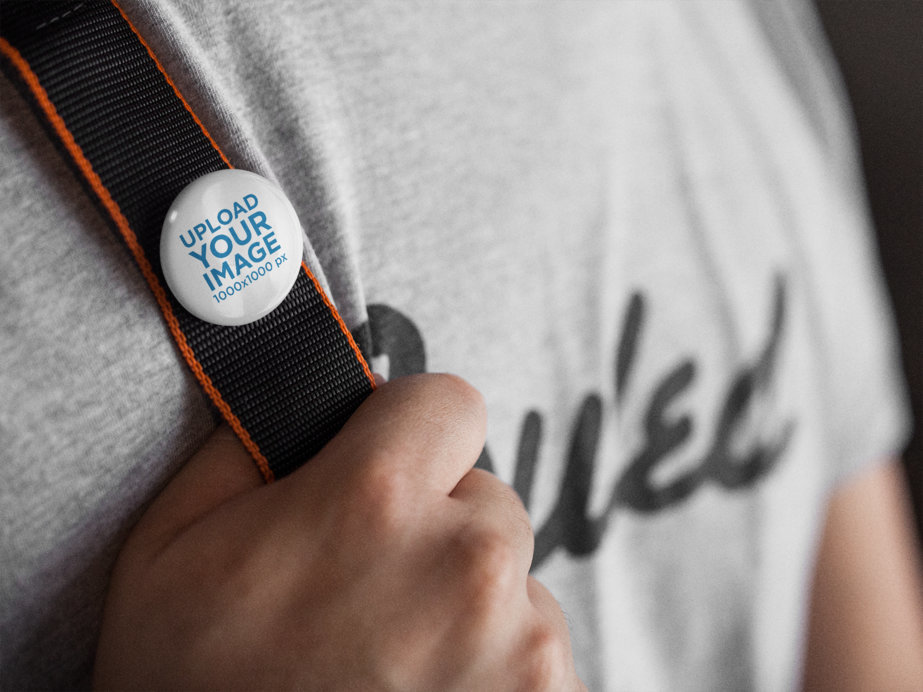Button on a Young Man Backpack Strap Template