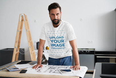 T-Shirt Mockup Featuring an Architect Working 43027-r-el2
