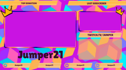 Gaming Twitch Overlay Template Featuring a Colorful Pattern with Multiple Webcams