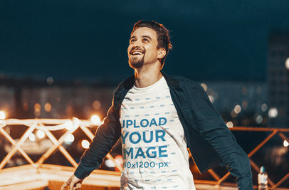 T-Shirt Mockup of a Man Enjoying the Breeze of the Night 43449-r-el2