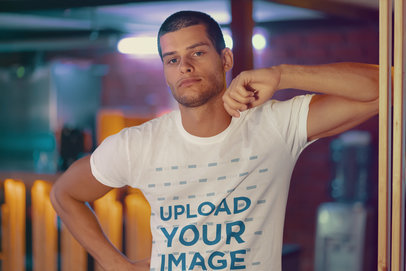 T-Shirt Mockup of a Cool Man with a Buzzcut
