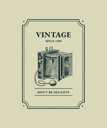 T-Shirt Design Template Featuring Pictures of Vintage Cameras