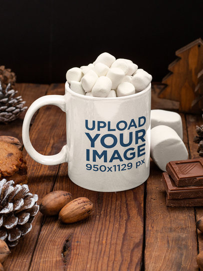 Mockup of an 11 oz Coffee Mug Featuring Winter-Season Sweets
