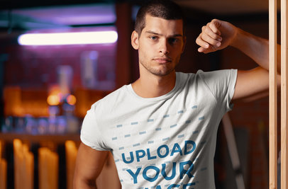 Mockup of a Young Man Acting Cool While Wearing a T-Shirt