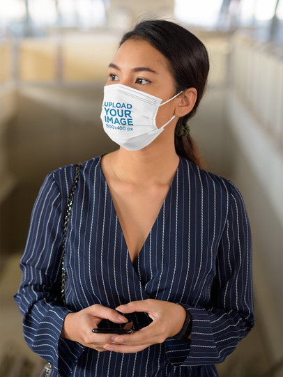 Face Mask Mockup of an Elegant Woman 