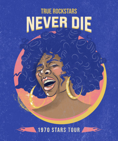 Vintage T-Shirt Design Maker Featuring Colorful Rock and Roll Illustrations