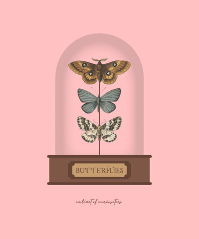 T-Shirt Design Template Featuring Moths in a Glass Dome